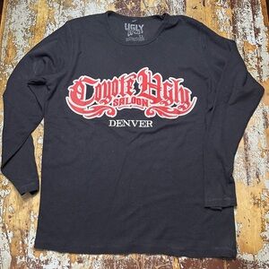 Sz XL Waffle knit Coyote Ugly Black Long Sleeve lightweight thermal
